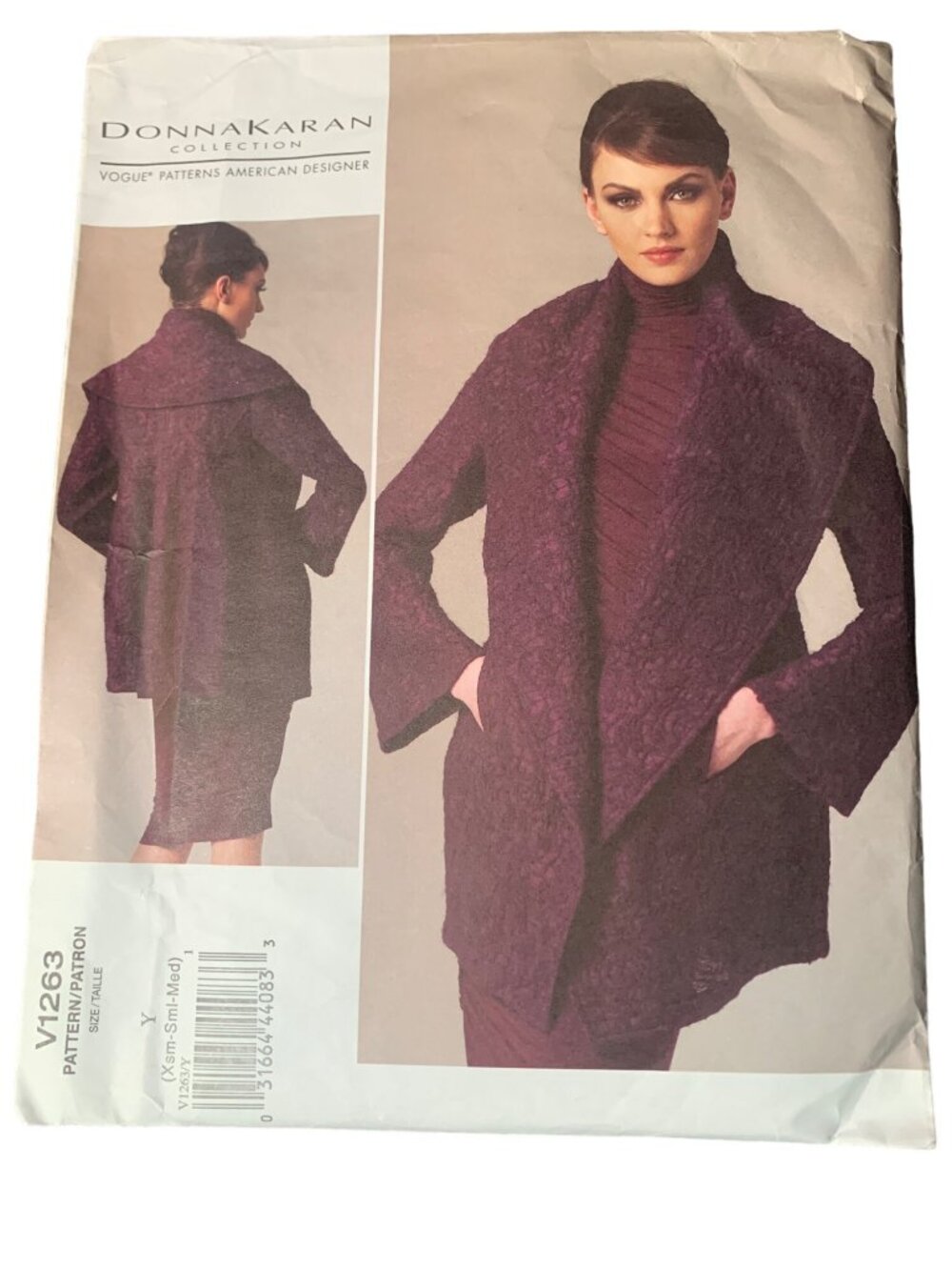 Donna Karan Vogue Patterns V1263 Jacket Sewing Pattern Size 4-6-8-10-12-14 Uncut